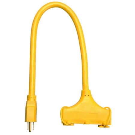 Virtual Extension Cord, Outdoor, 3 Outlets, Yellow, 2 ft VI595703